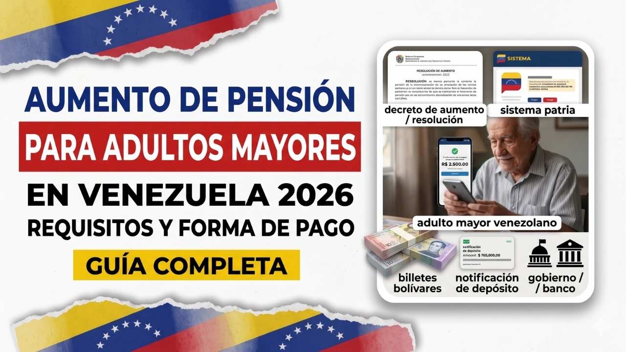 Aumento de pensión para adultos mayores en Venezuela 2026: requisitos y forma de pago
